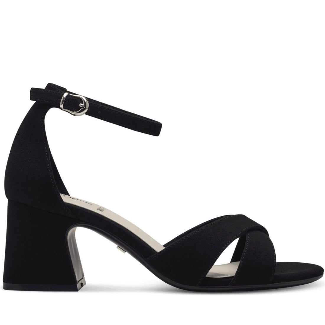 s.Oliver womens black elegant part-open sandals | Vilbury London