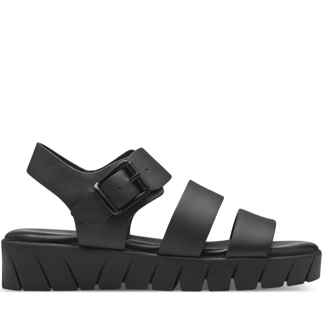 s.Oliver womens black casual open sandals | Vilbury London