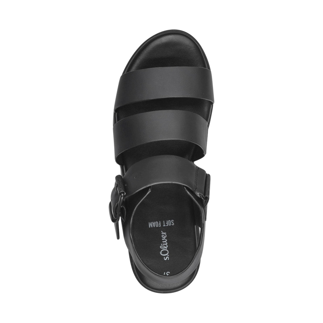 s.Oliver womens black casual open sandals | Vilbury London