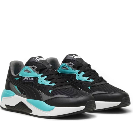 Puma mens black sheen green mapf1 x-ray leisure trainers | Vilbury London