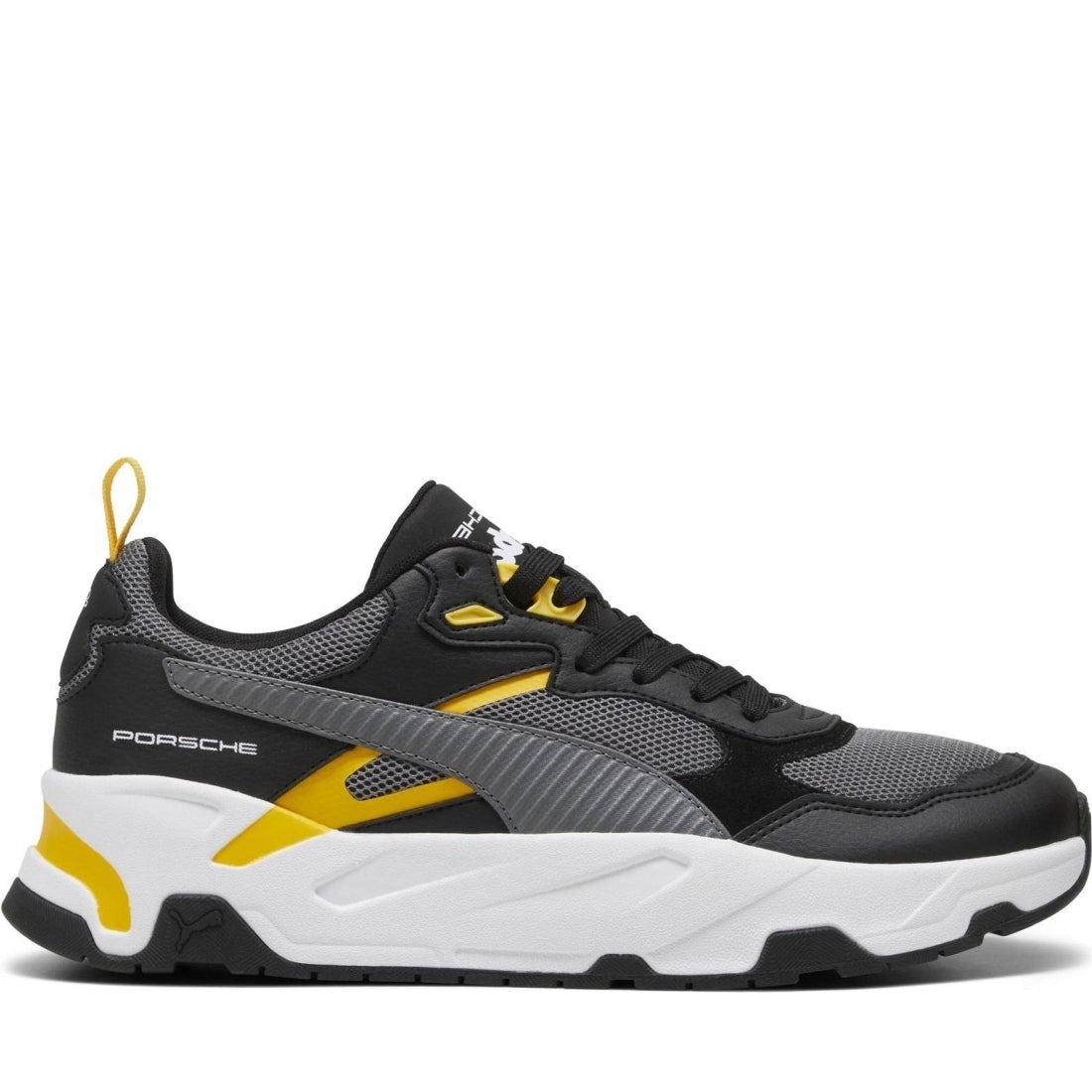 Puma mens black dark gray trinity leisure trainers | Vilbury London