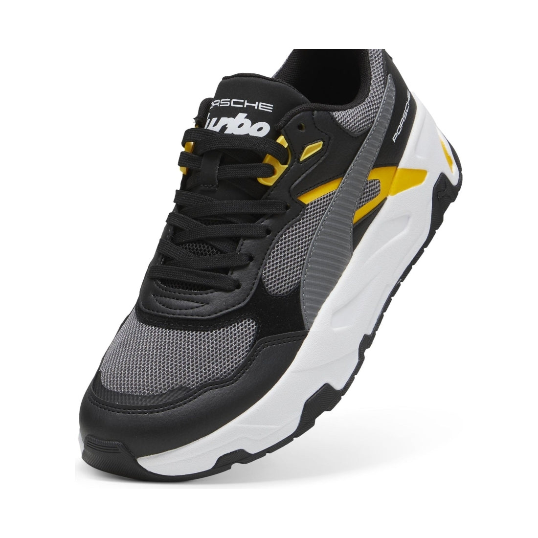 Puma mens black dark gray trinity leisure trainers | Vilbury London