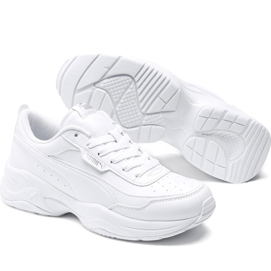 Puma womens white silver cilia leisure trainers | Vilbury London