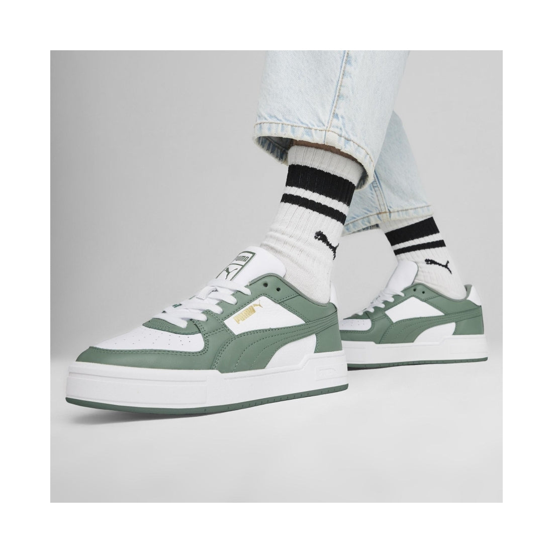 Puma mens white eucalyptus ca pro classic leisure trainers | Vilbury London