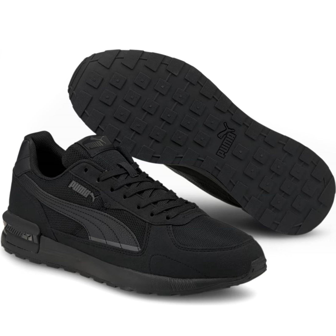 Puma mens black dark shadow graviton leisure trainers | Vilbury London