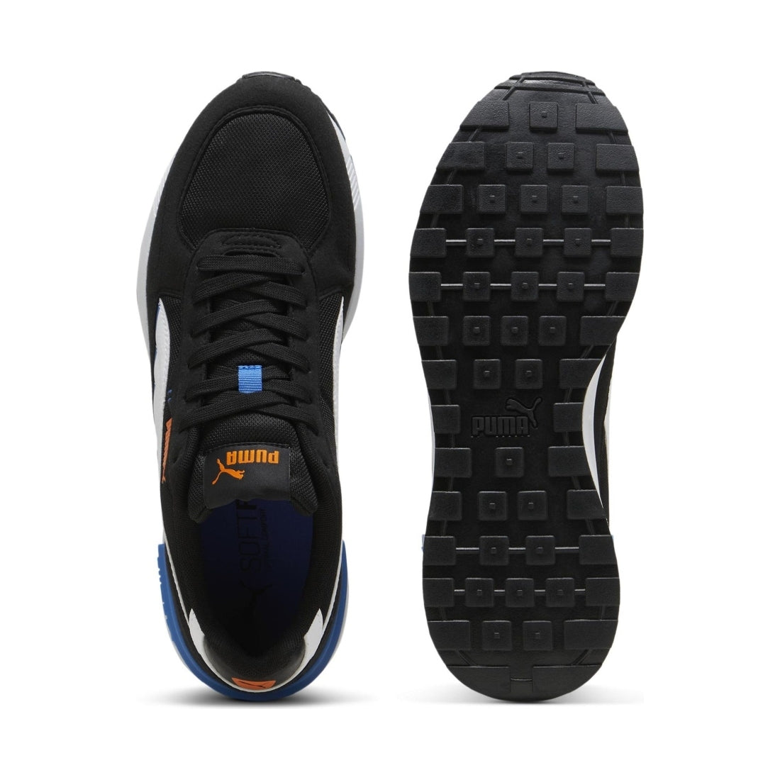 Puma mens black white royal graviton leisure trainers | Vilbury London