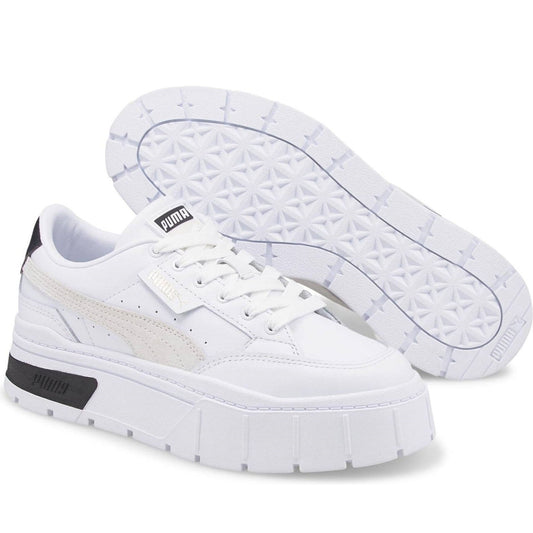 Puma womens white vaporous gray mayze leisure trainers | Vilbury London