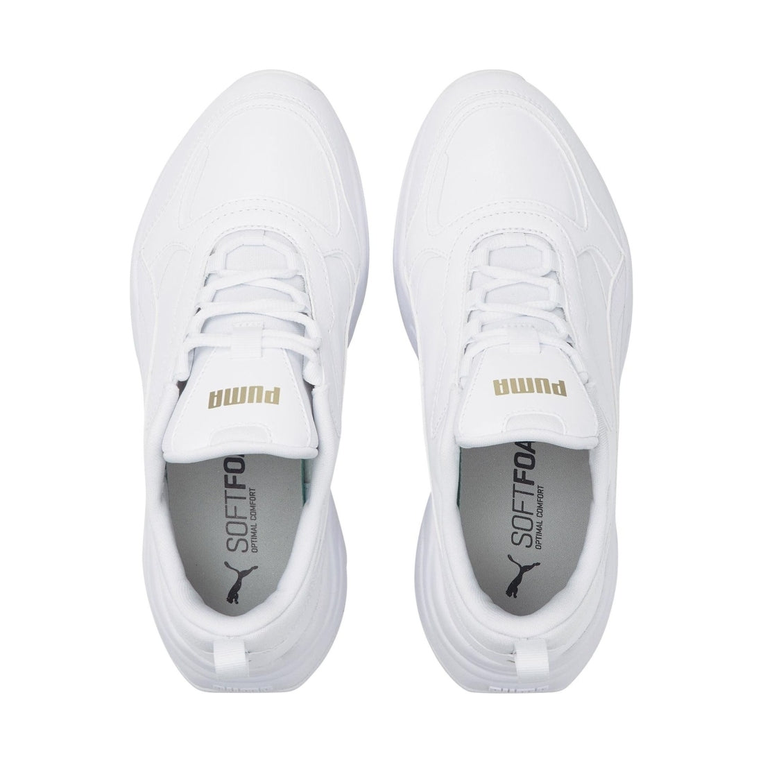 Puma womens white team gold cassia leisure trainers | Vilbury London