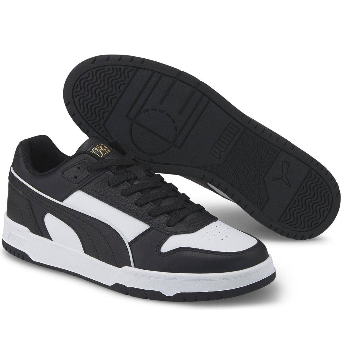 Puma mens black white gold rbd game leisure trainers | Vilbury London