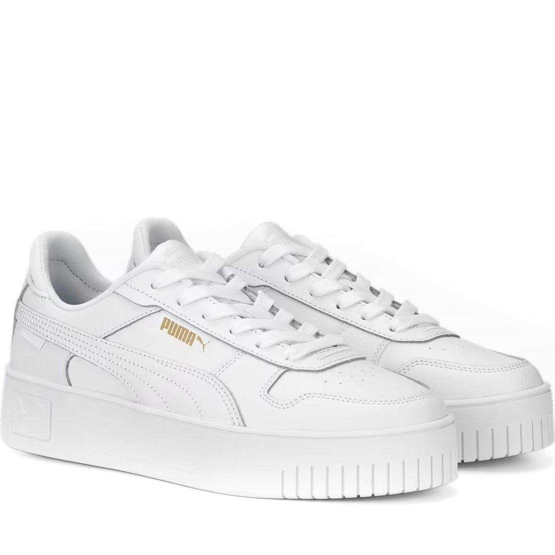 Puma womens white gold carina street leisure trainers | Vilbury London