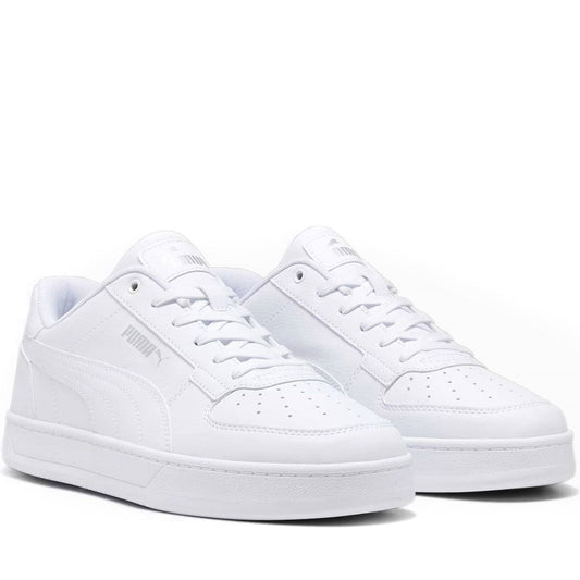 Puma mens white silver caven leisure trainers | Vilbury London