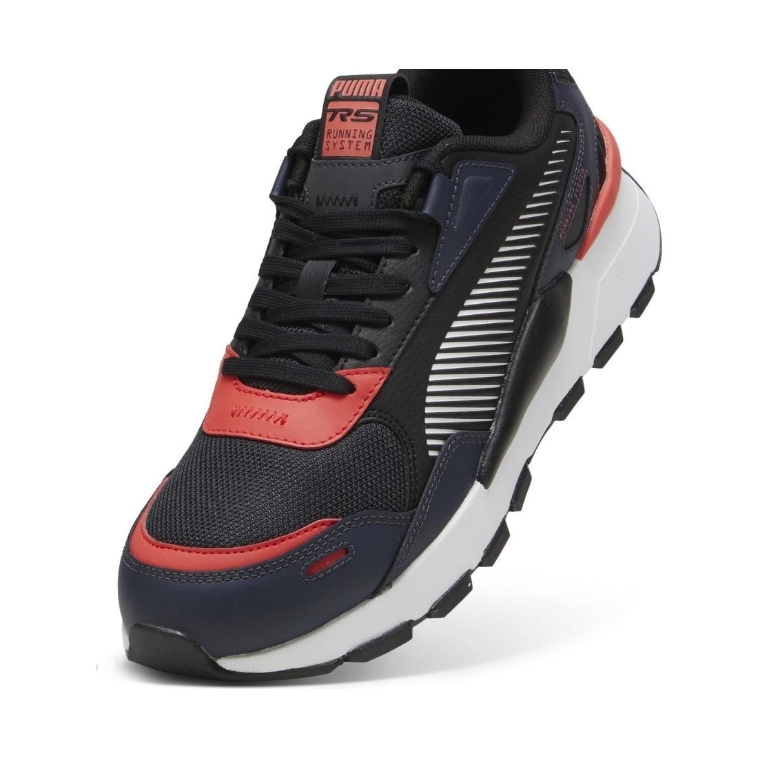 Puma mens black active red rs 3.0 leisure trainers | Vilbury London