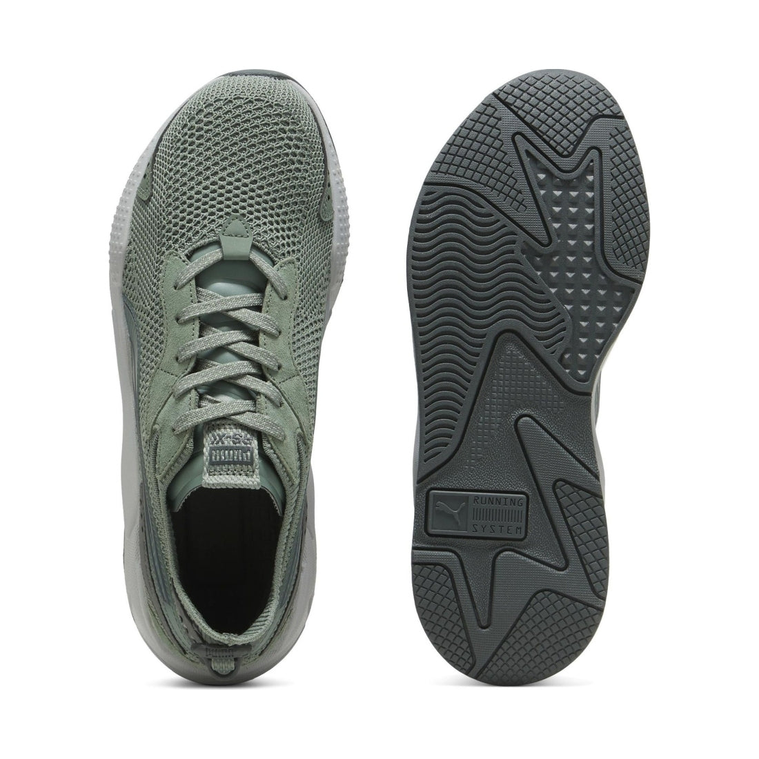 Puma mens eucalyptus mid gray rs-xk leisure trainers | Vilbury London