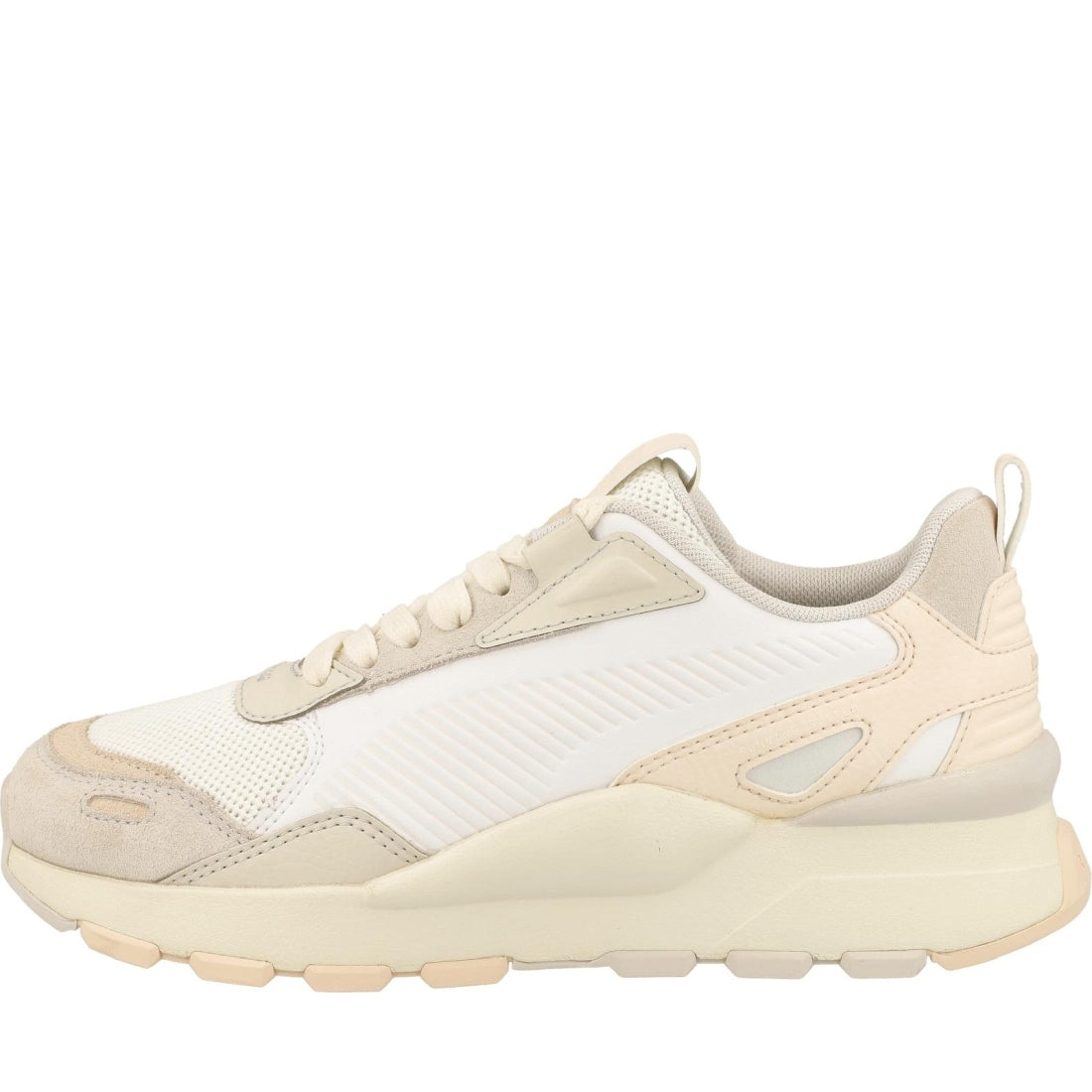 Puma womens white warm white rs 3.0 leisure trainers | Vilbury London