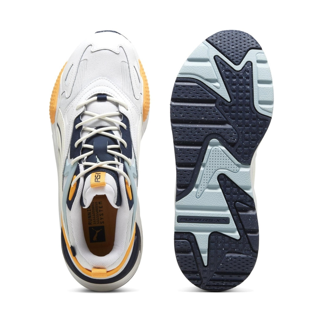 Puma mens silver mist white rs-x efekt leisure trainers | Vilbury London