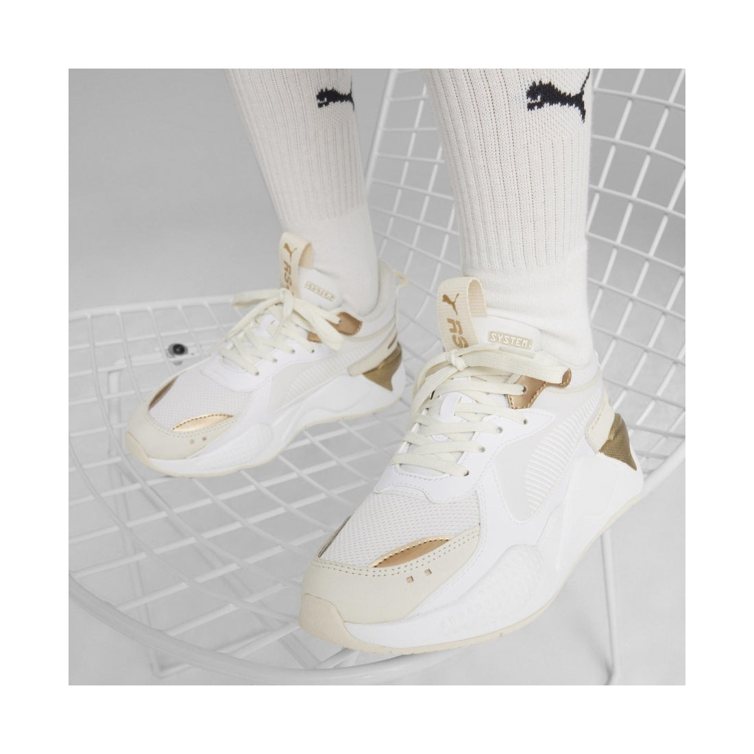 Puma womens white warm white rs-x leisure trainers | Vilbury London