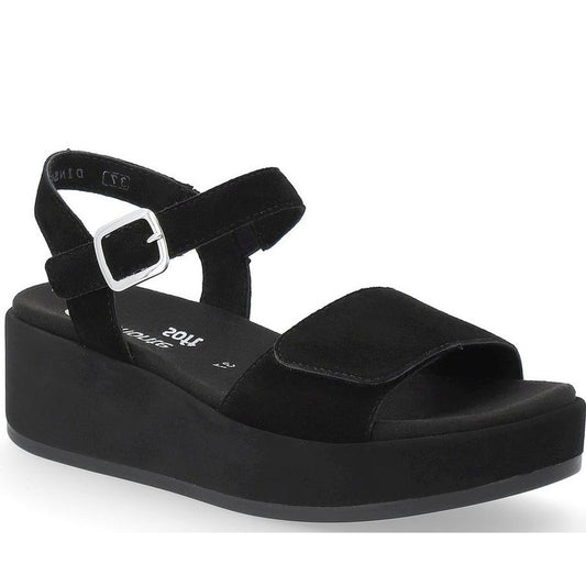 Remonte womens black casual open sandals | Vilbury London