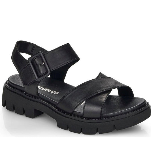 Remonte womens black casual open sandals | Vilbury London