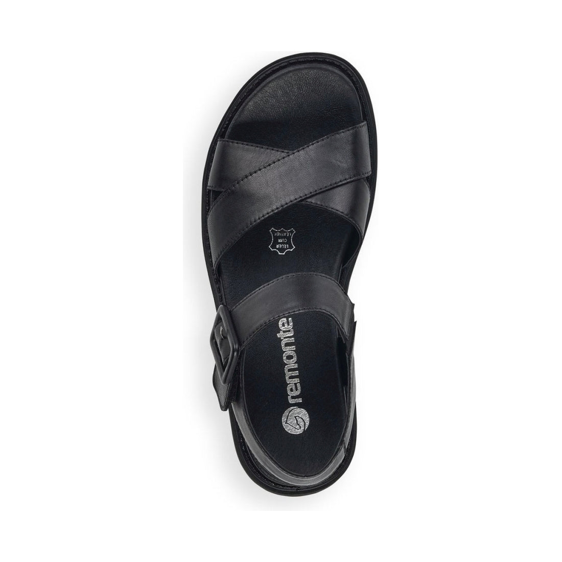 Remonte womens black casual open sandals | Vilbury London