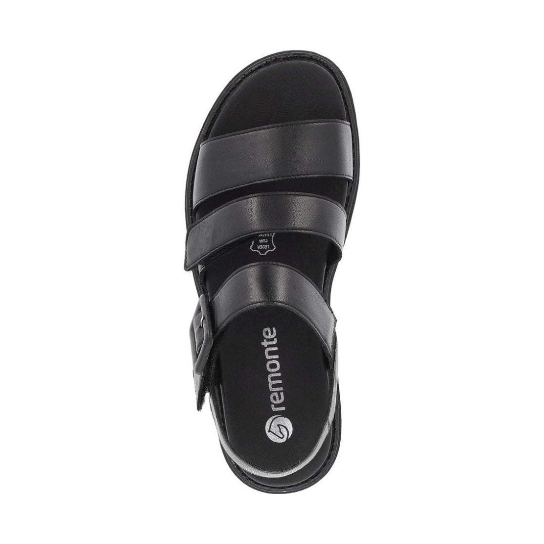 Remonte womens black casual open sandals | Vilbury London