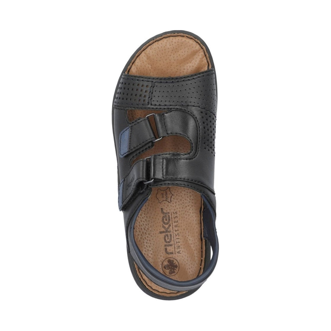 Rieker mens black casual open sandals | Vilbury London