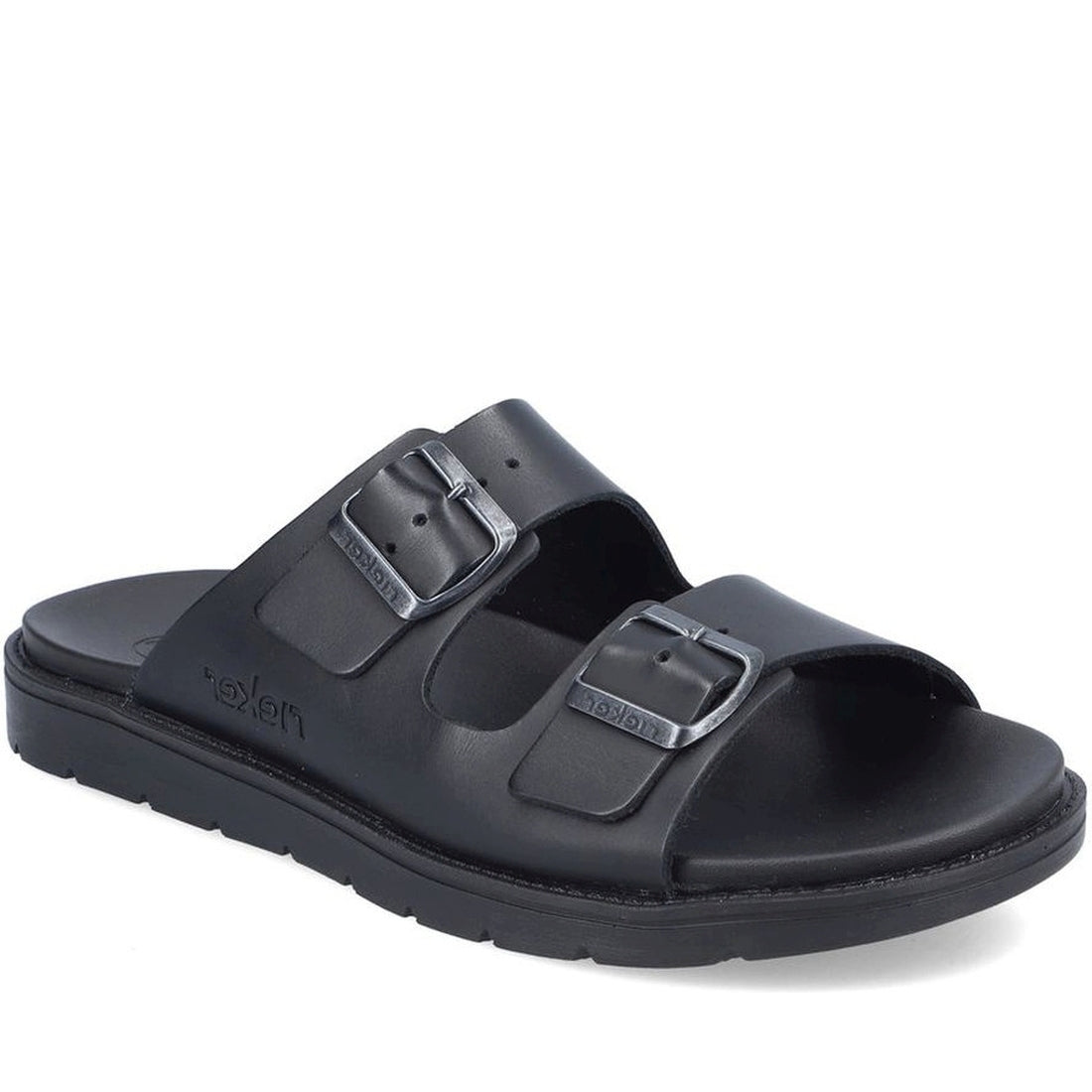 Rieker mens black casual open slippers | Vilbury London