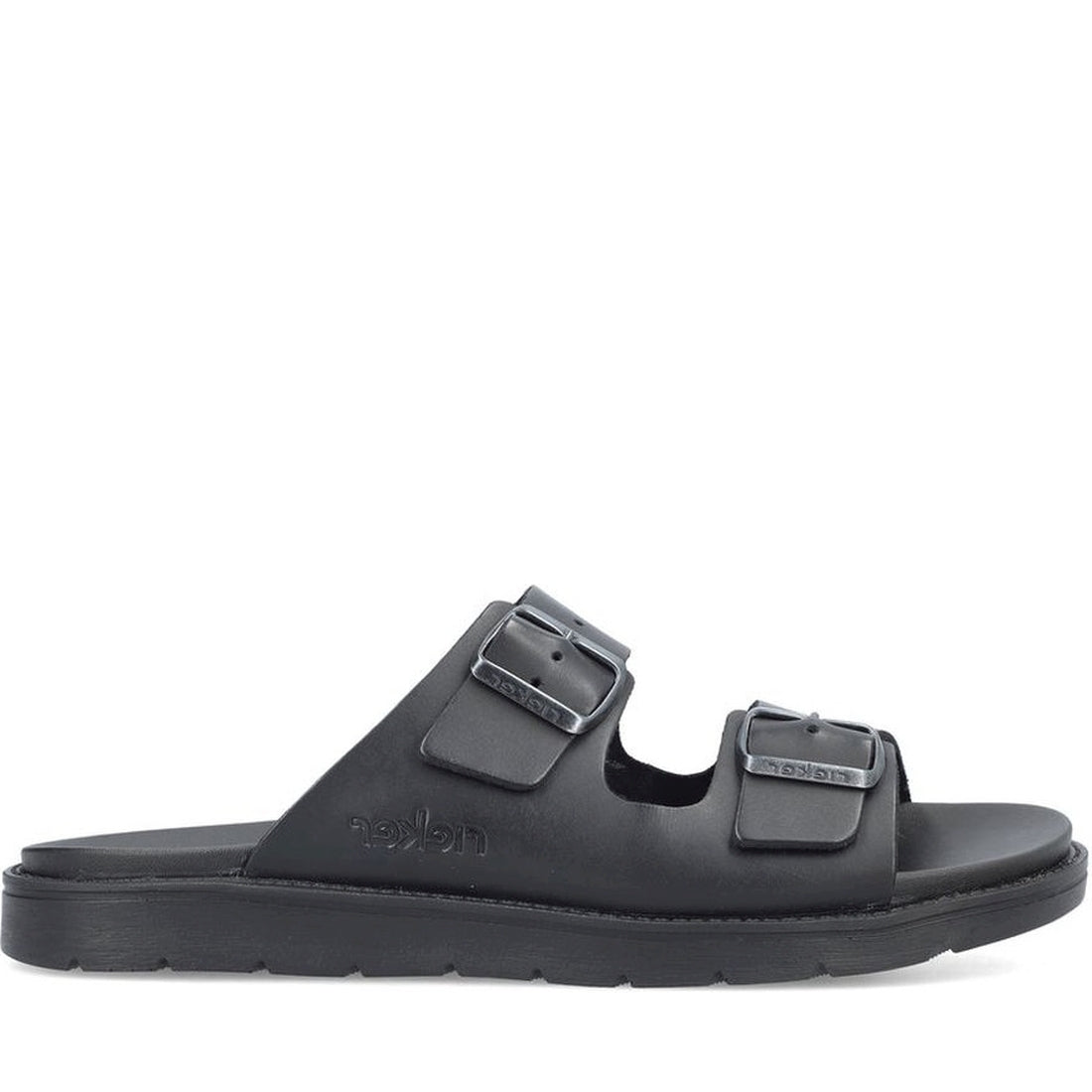 Rieker mens black casual open slippers | Vilbury London