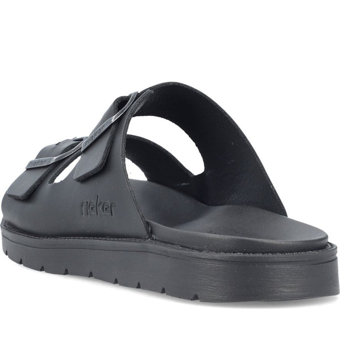 Rieker mens black casual open slippers | Vilbury London