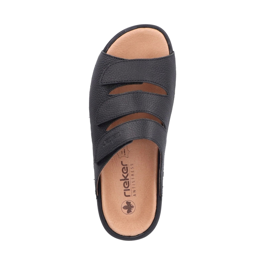 Rieker mens black casual open slippers | Vilbury London