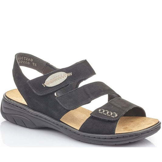 Rieker womens black casual open sandals | Vilbury London