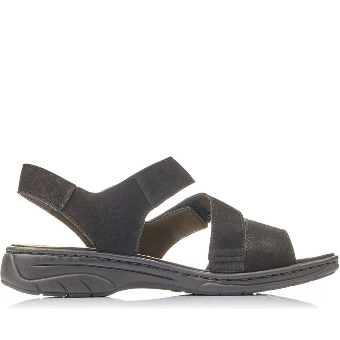 Rieker womens black casual open sandals | Vilbury London