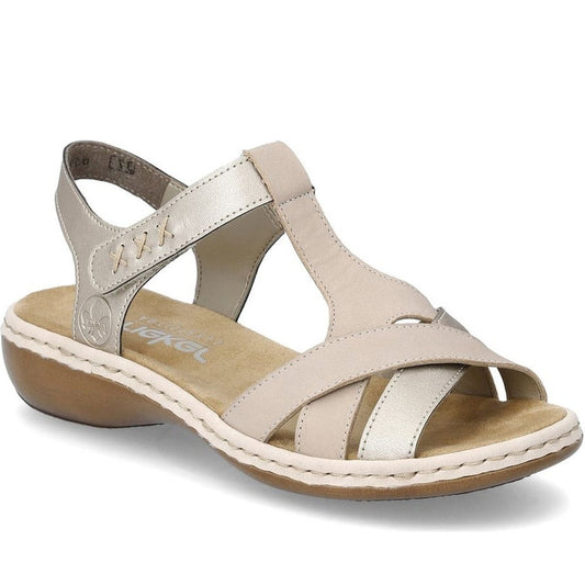 Rieker womens beige casual open sandals | Vilbury London