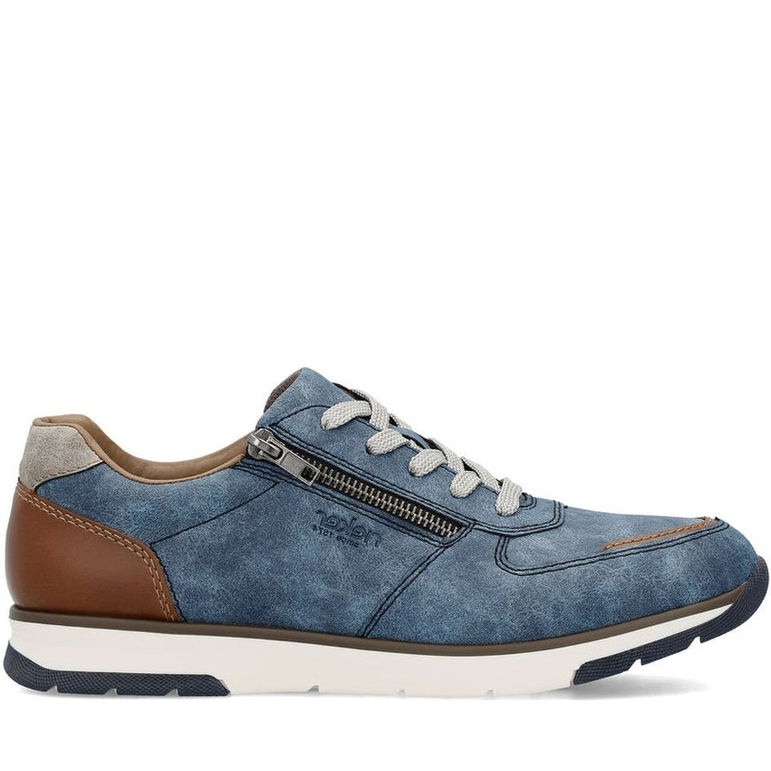 Rieker mens blue leisure trainers | Vilbury London