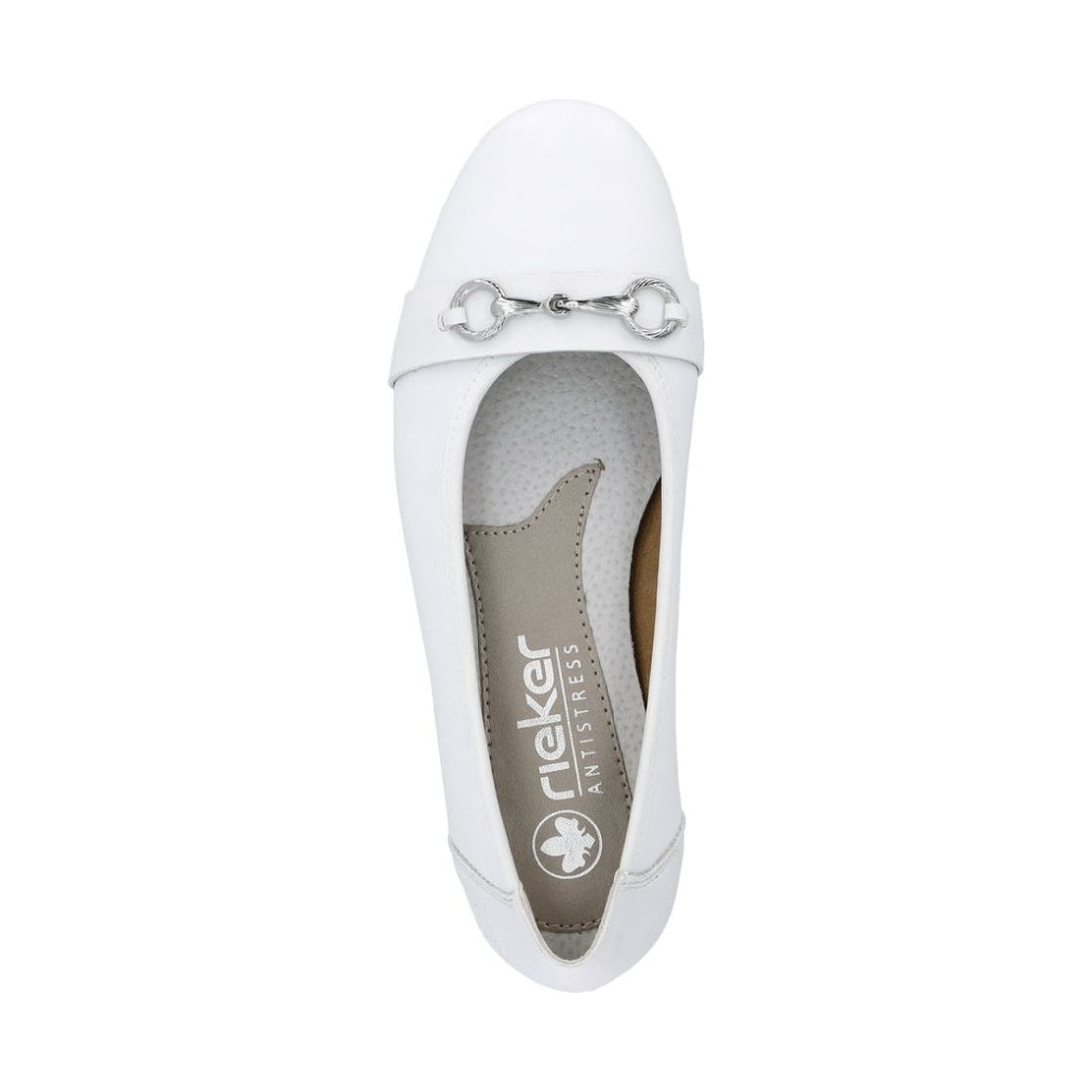 Rieker womens white casual closed ballerinas | Vilbury London