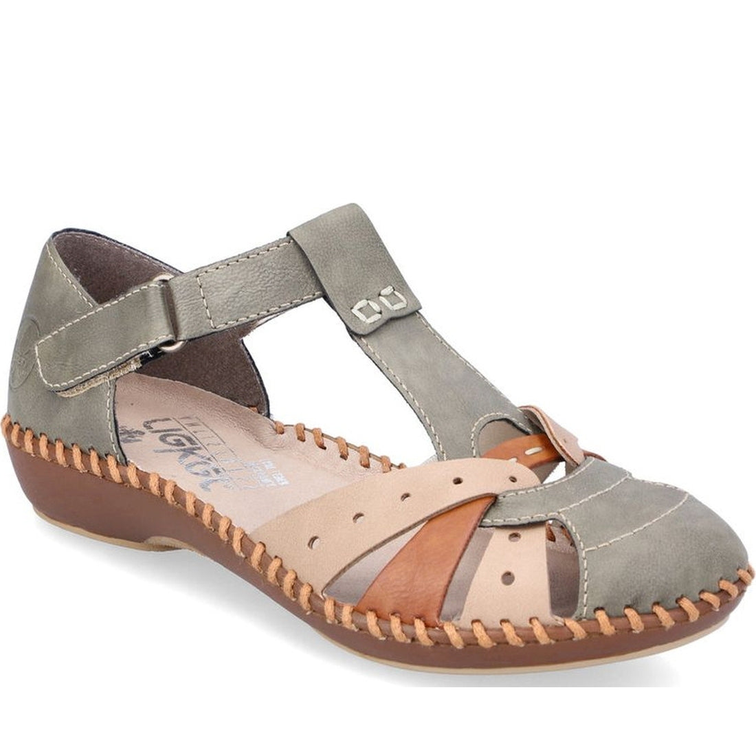 Rieker womens green casual part-open sandals | Vilbury London