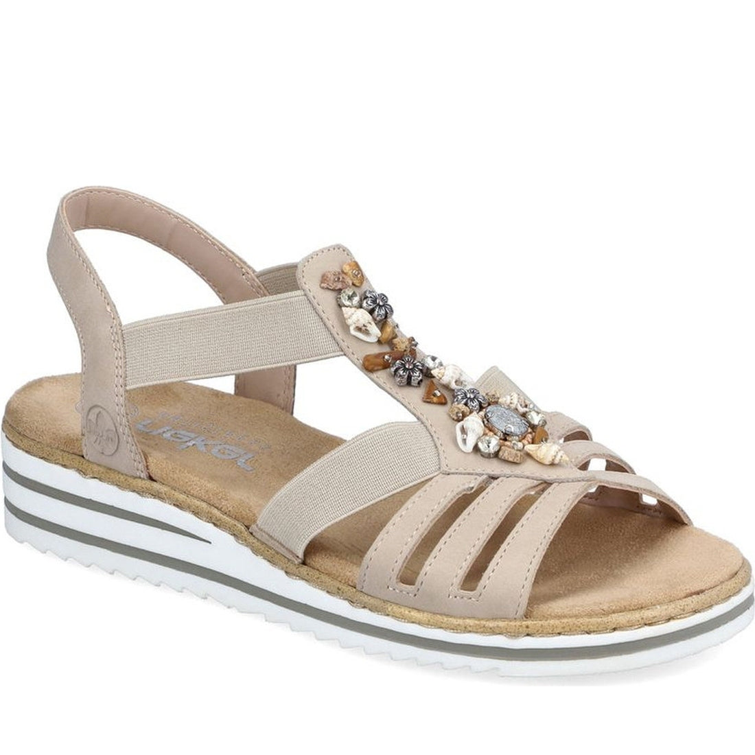 Rieker womens beige casual open sandals | Vilbury London