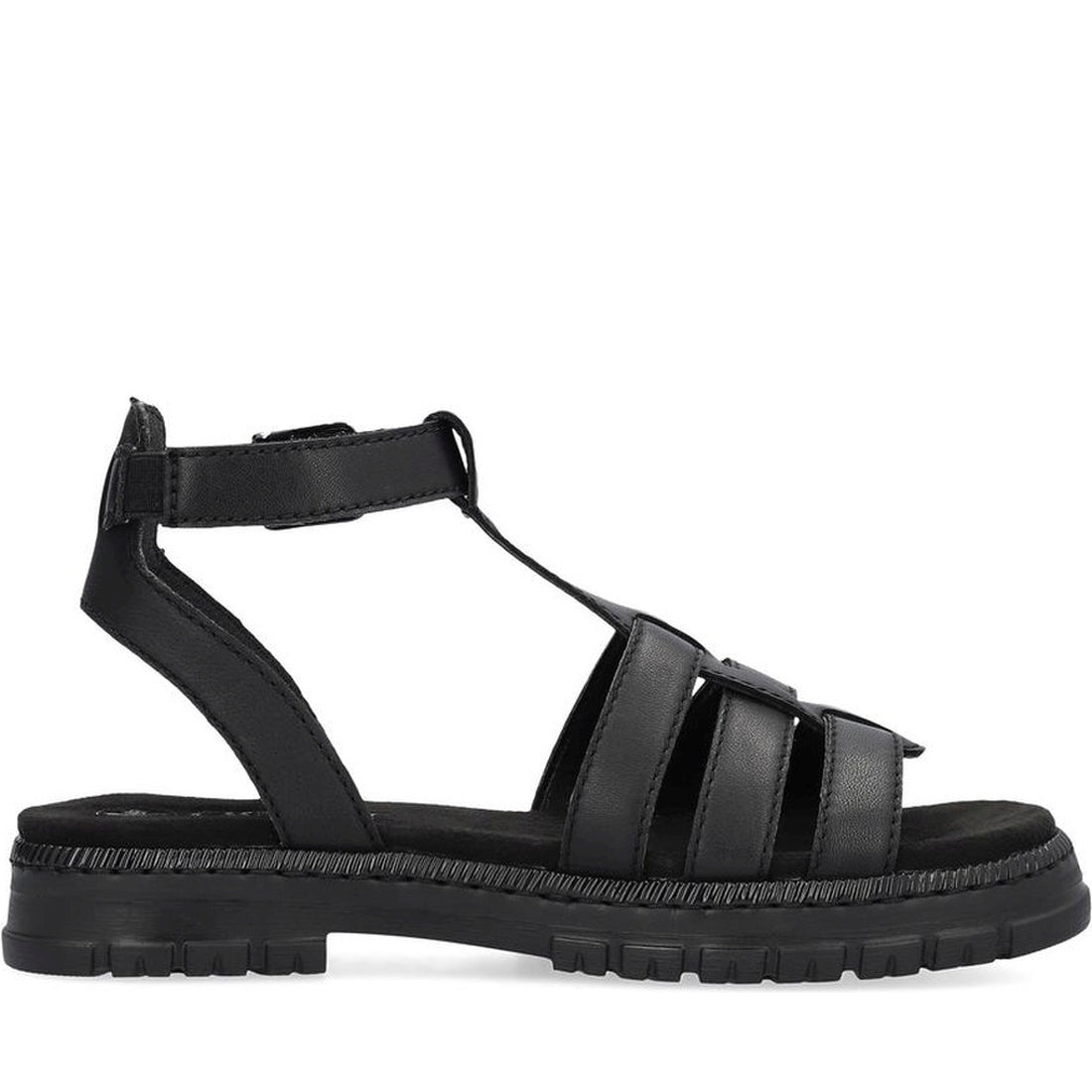 Rieker womens black casual open sandals | Vilbury London