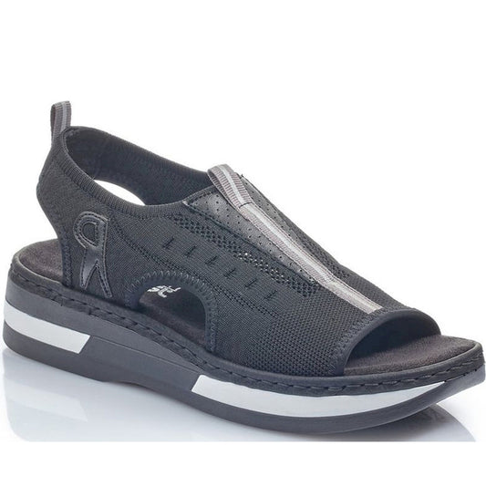 Rieker womens black casual open sandals | Vilbury London