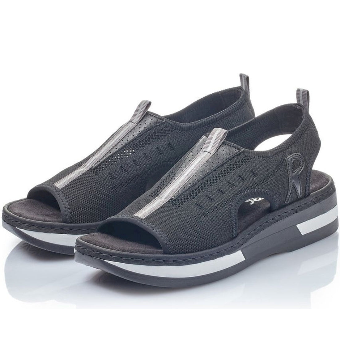 Rieker womens black casual open sandals | Vilbury London