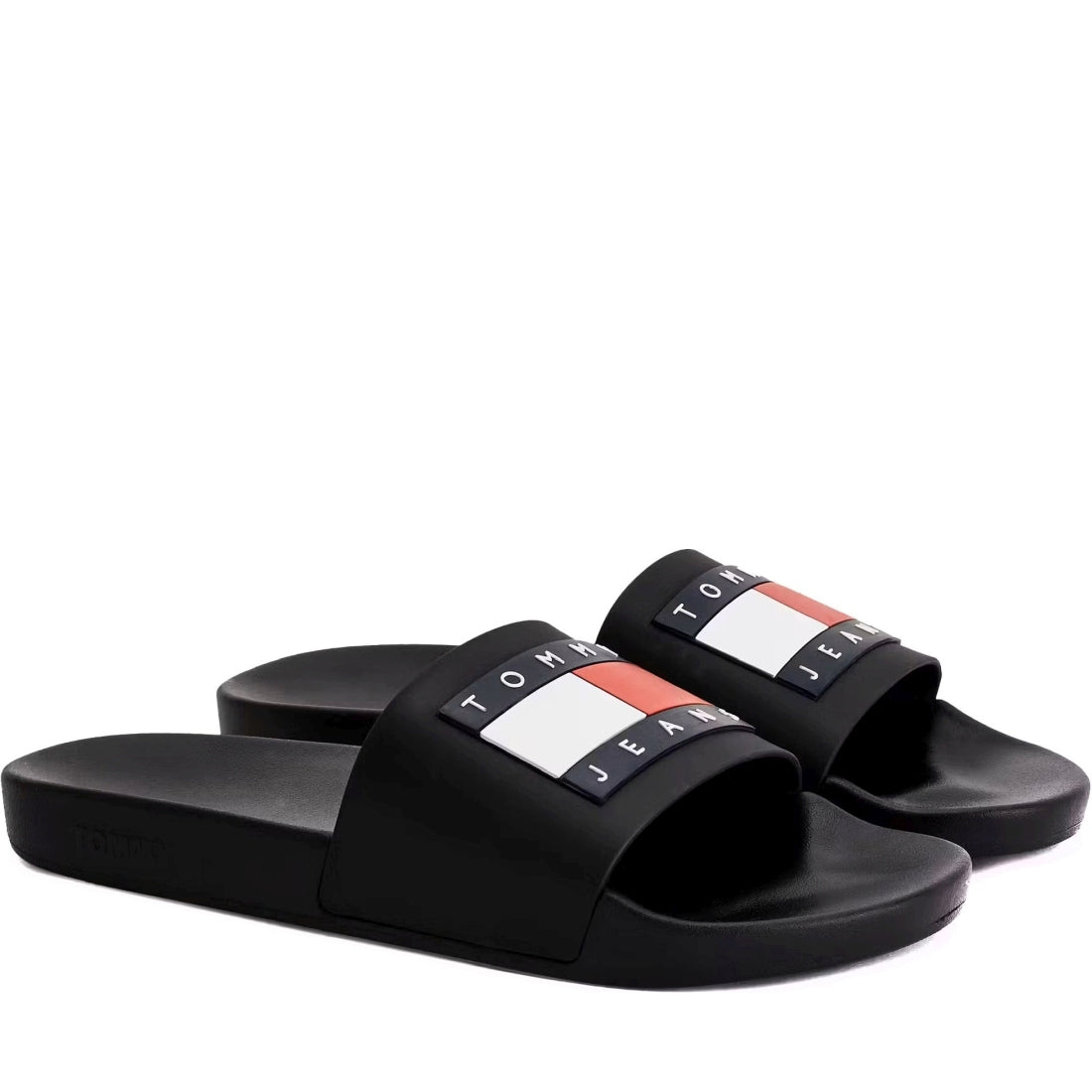 Tommy Jeans mens black casual open pool slide | Vilbury London