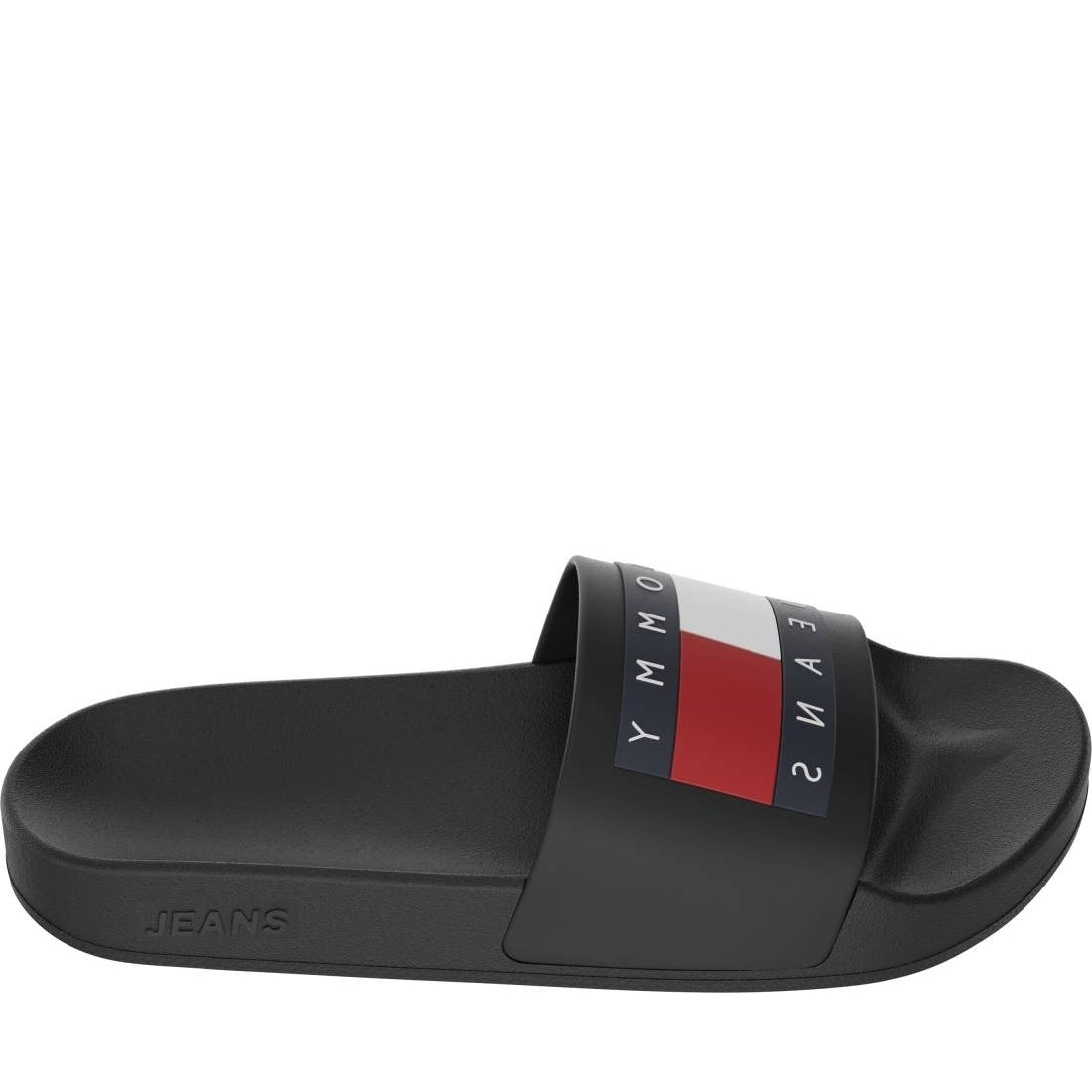 Tommy Jeans mens black casual open pool slide | Vilbury London