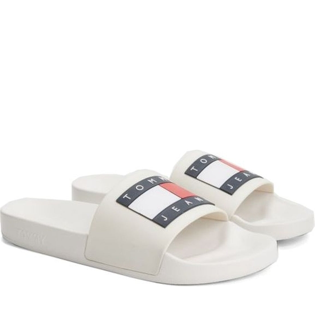 Tommy Jeans mens ecru casual open pool slide | Vilbury London