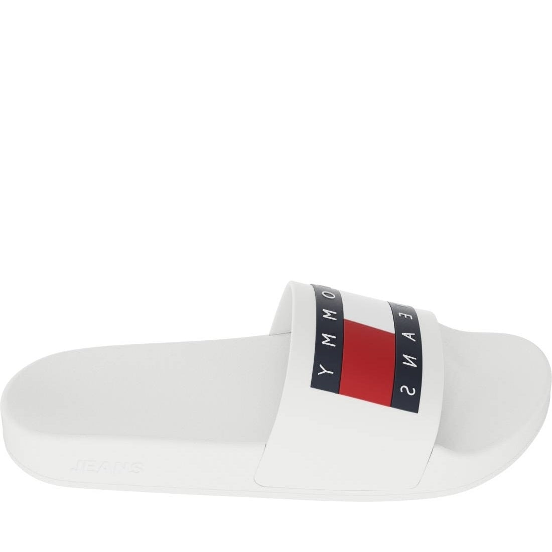 Tommy Jeans mens ecru casual open pool slide | Vilbury London