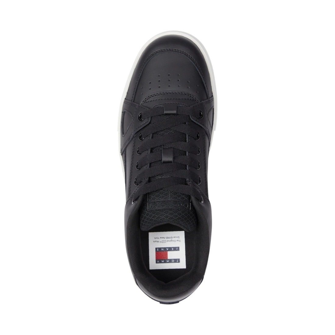 Tommy Jeans mens black vulcanized foxing flag leisure trainers | Vilbury London