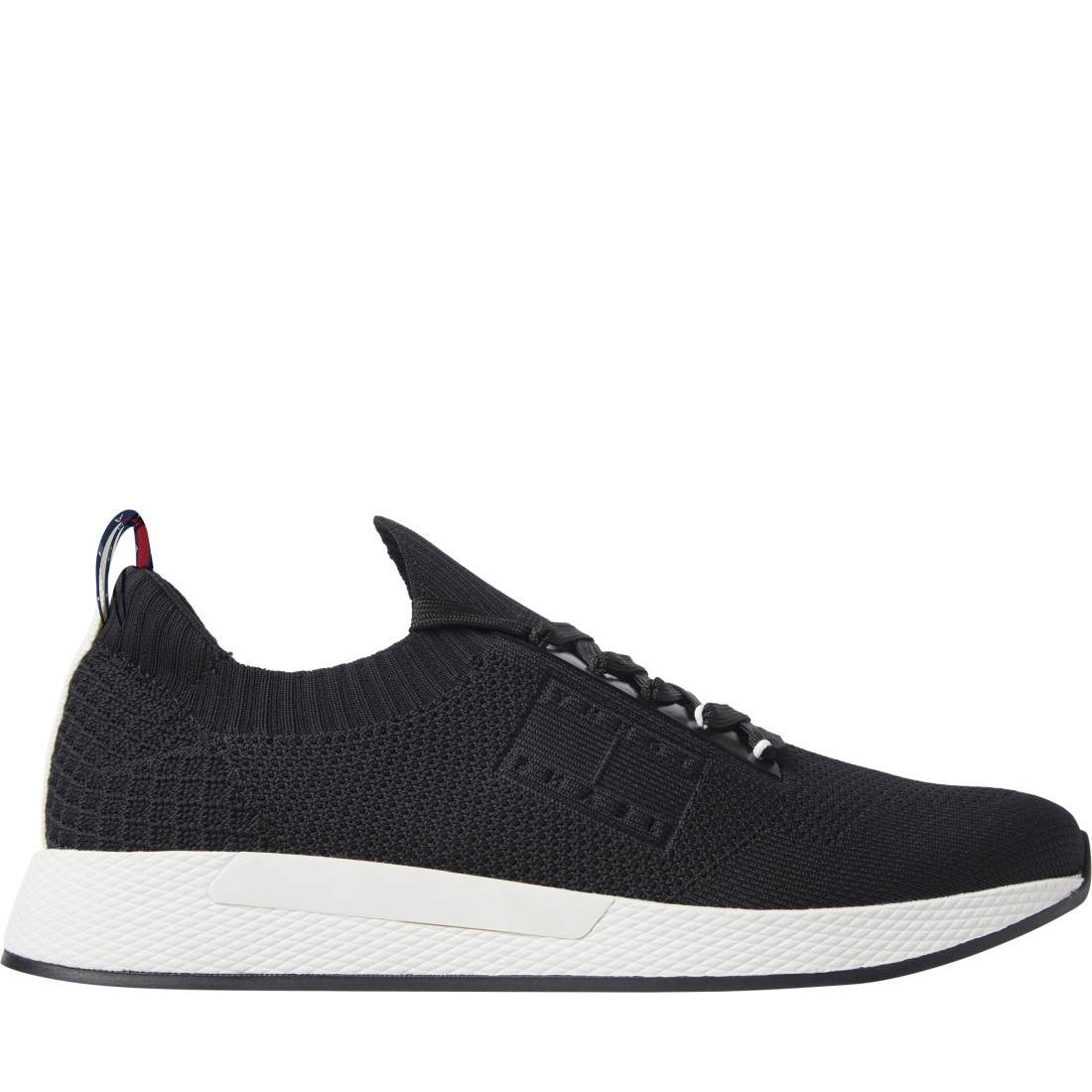 Tommy Jeans mens black elevated knitted leisure trainers | Vilbury London