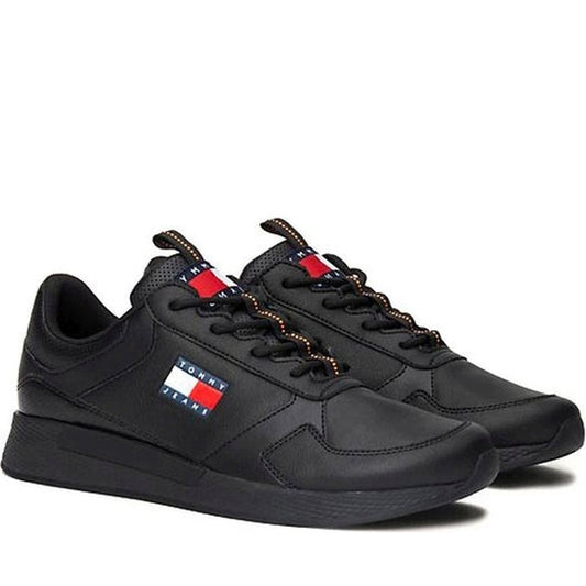 Tommy Jeans mens black flexi leisure trainers | Vilbury London