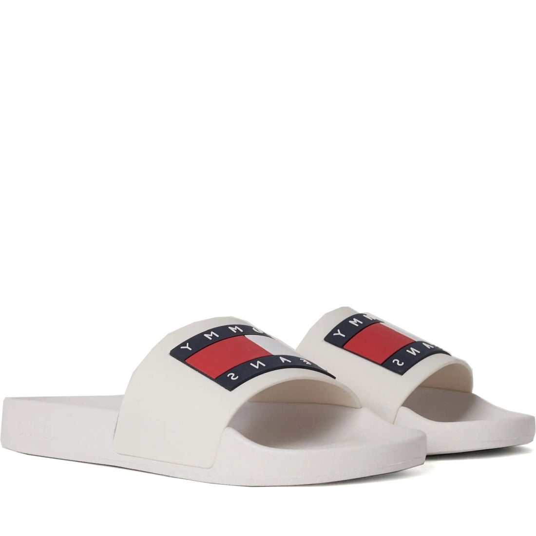 Tommy Jeans womens ecru flag pool slides | Vilbury London