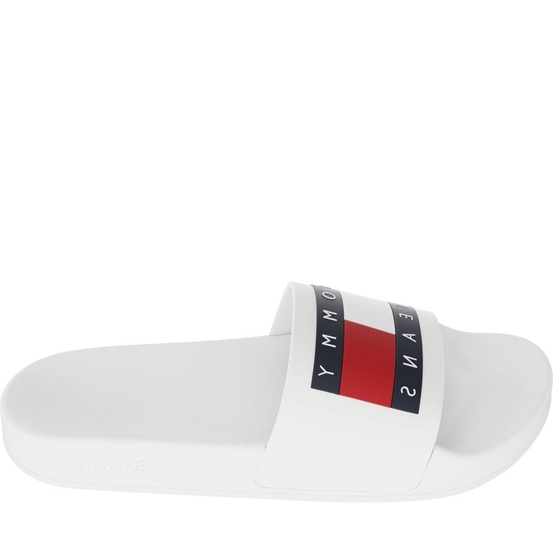 Tommy Jeans womens ecru flag pool slides | Vilbury London