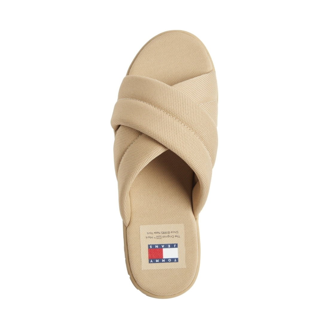 Tommy Jeans womens tawny sand lettering flatform sandal | Vilbury London