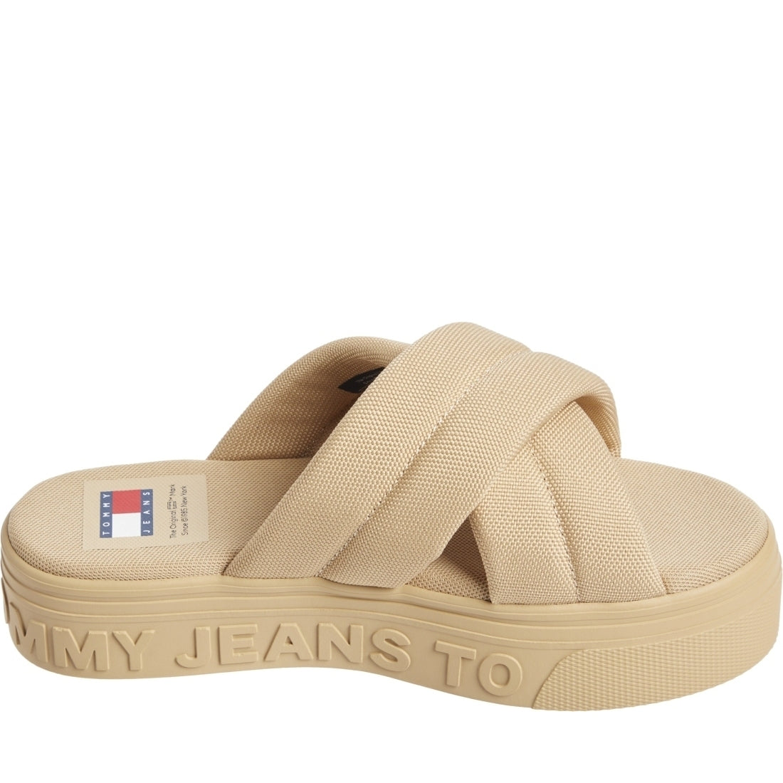 Tommy Jeans womens tawny sand lettering flatform sandal | Vilbury London